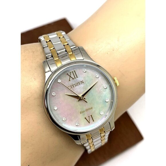 Citizen Women's Watch EM0894-50D Eco Drive Mother of Pearl Dial Two Tone… - Picture 11 of 14